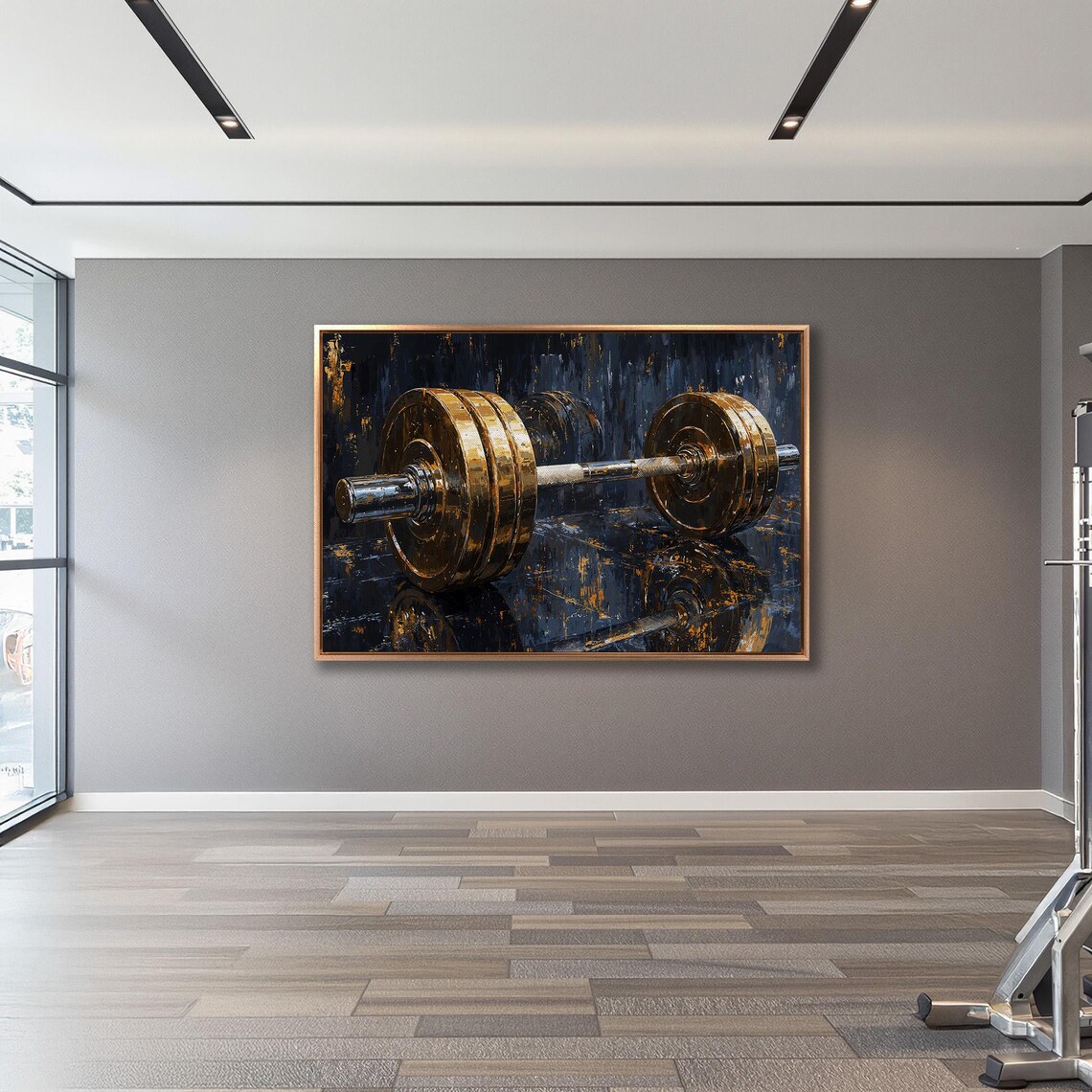 Barbell Abstract Modern Workout Wall Art Print - Image 3