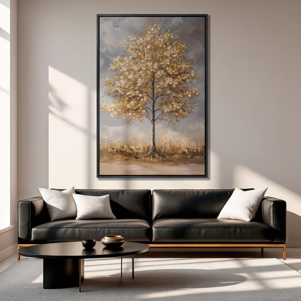 Golden Leaf Tree by the Water Impressionist Nature Painting Poster - Image 5