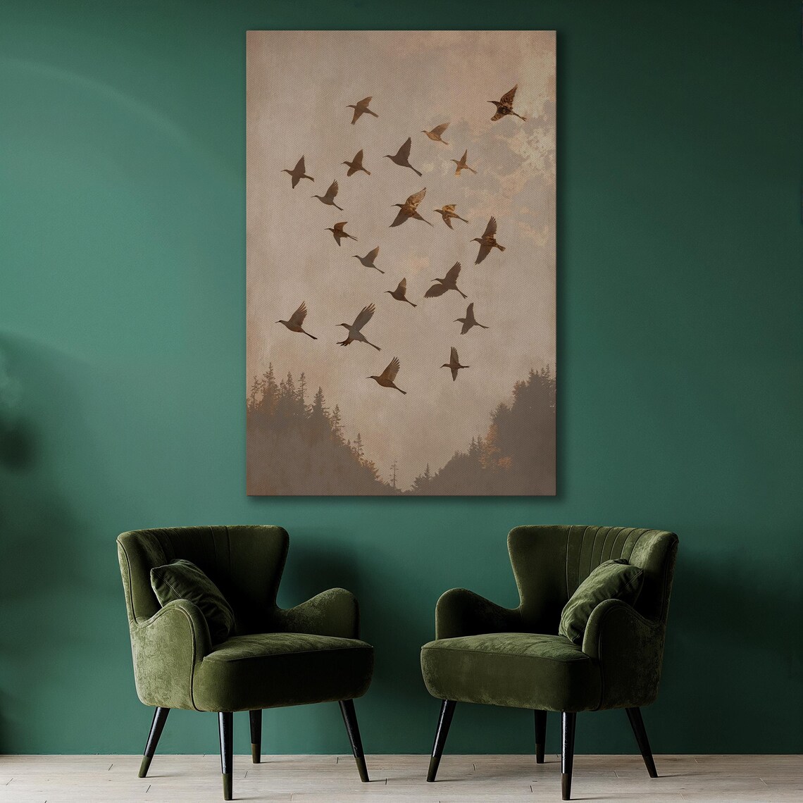 Flock Of Birds Minimalist Nature Wall Art Print - Image 2