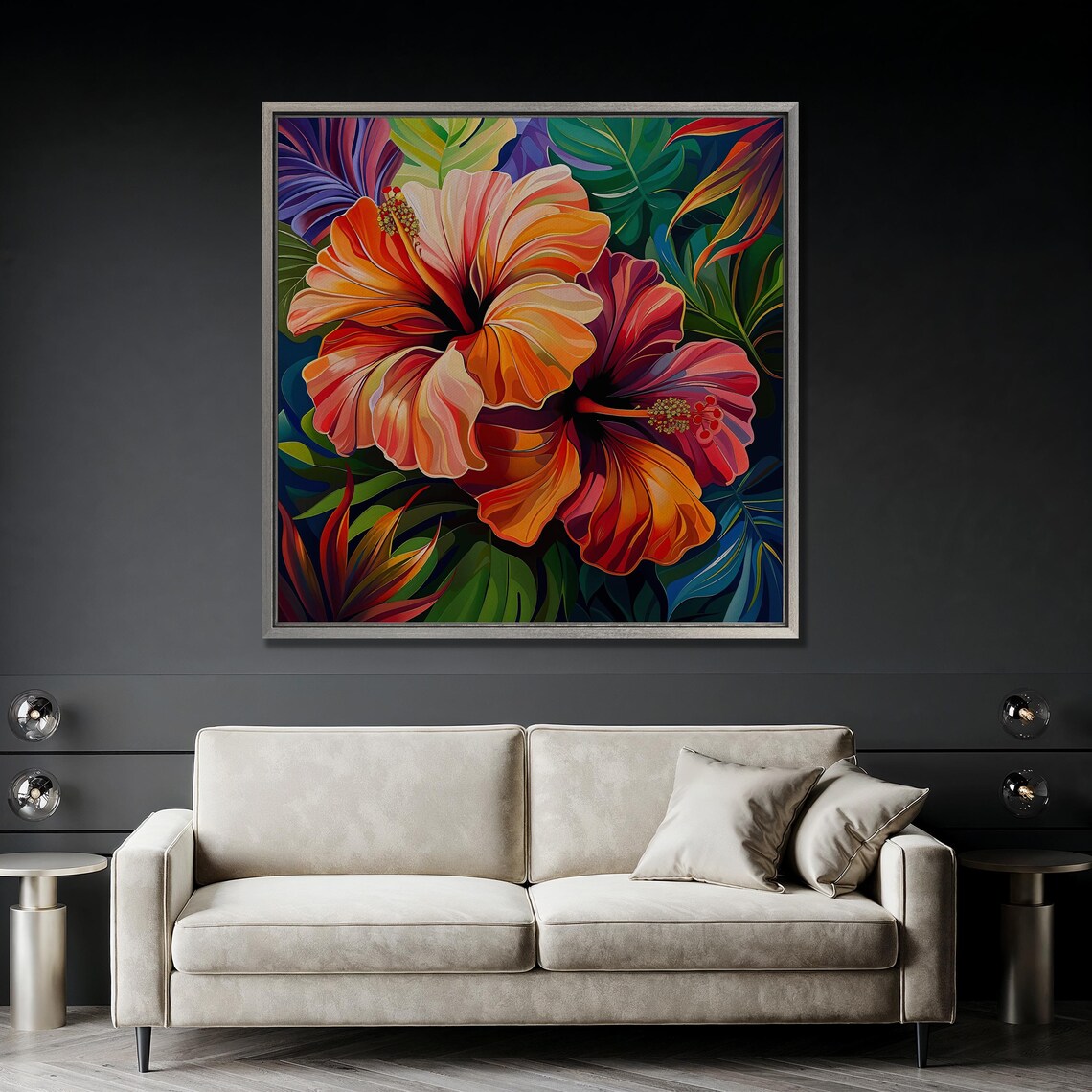 Hibiscus Flowers, Vibrant Tropical Botanical Art Print - Image 4