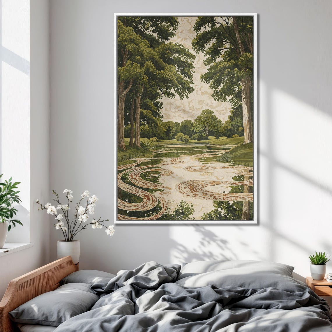 Nature Landscape Extra Large Framed Print Green Trees And Pond Wall Art Scenic Forest Scene Decor Gift For Home Ready To Hang - Image 2