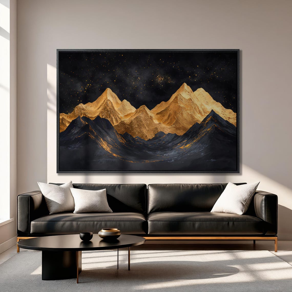 Majestic Golden Mountain Peaks Under A Starry Night Sky Poster - Image 2