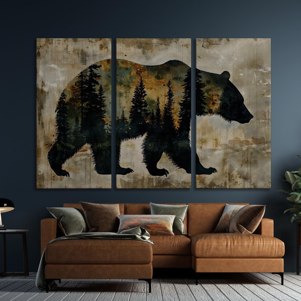 Bear Silhouette and Pine Forest Double Exposure Art Print - Image 5
