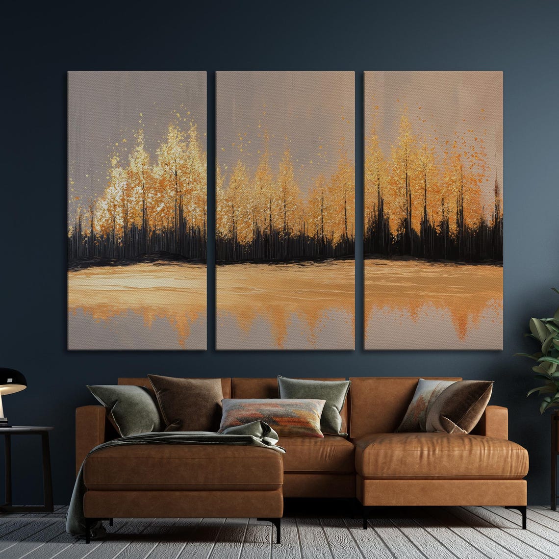 Shimmering Golden Forest Trees Reflected In A Calm Lake Poster - Image 5