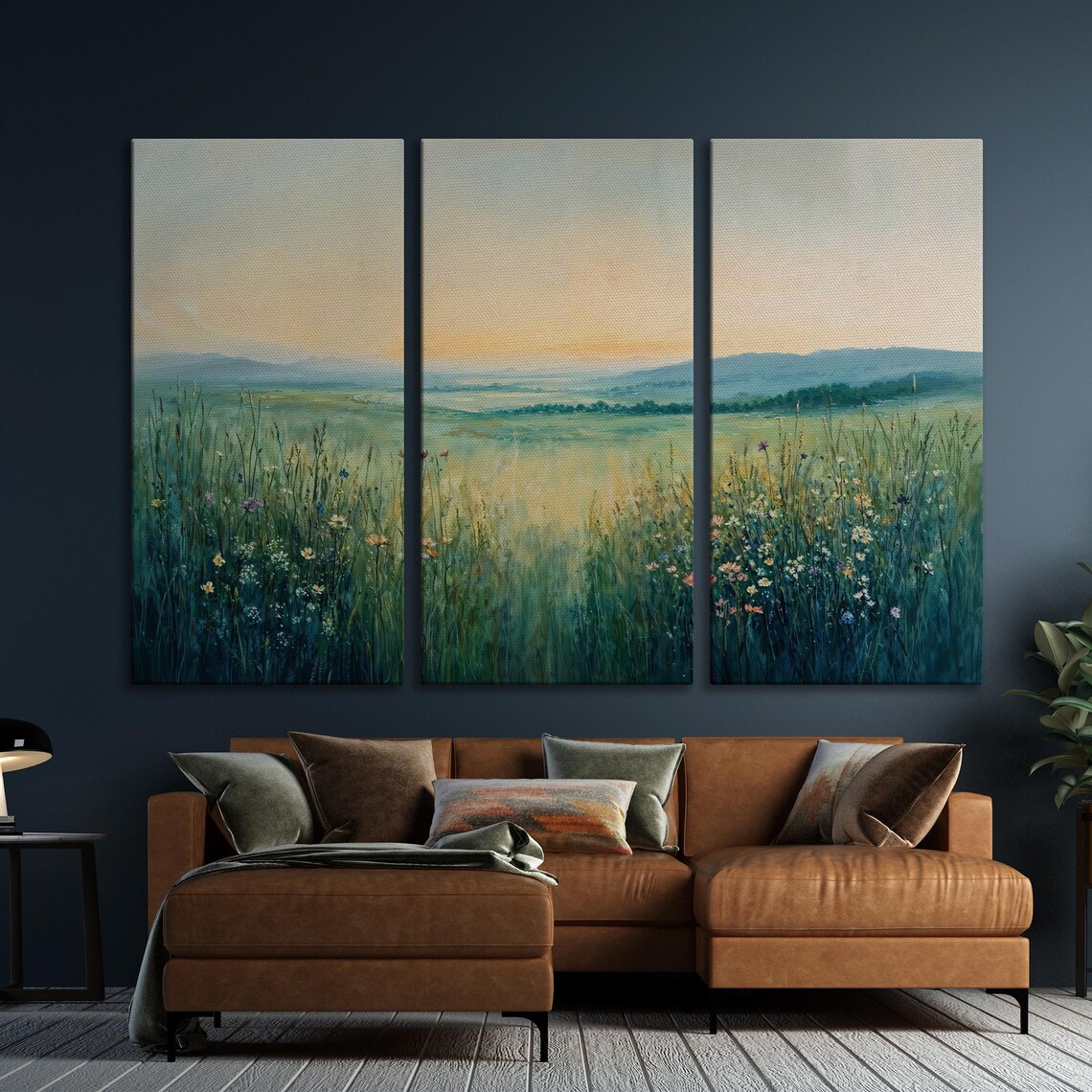 Misty Wildflower Meadow at Dawn Minimalist Painting Art Poster - Image 6