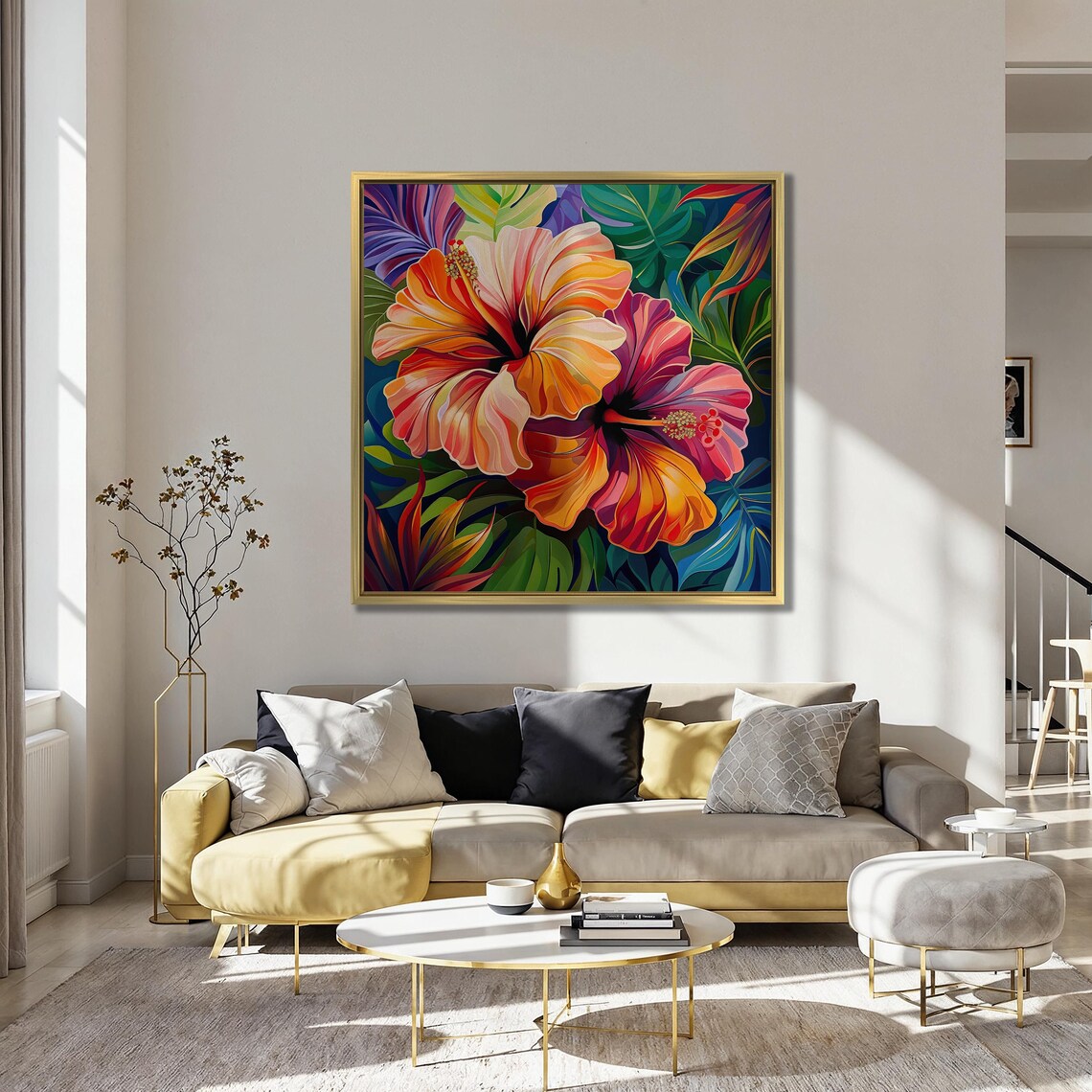 Hibiscus Flowers, Vibrant Tropical Botanical Art Print - Image 5
