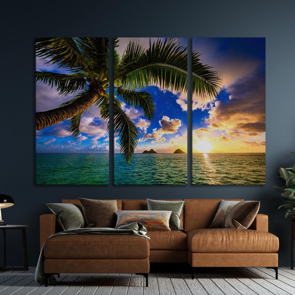 Palm Tree Over Turquoise Ocean At Sunrise Tropical Island Art Poster - Image 5