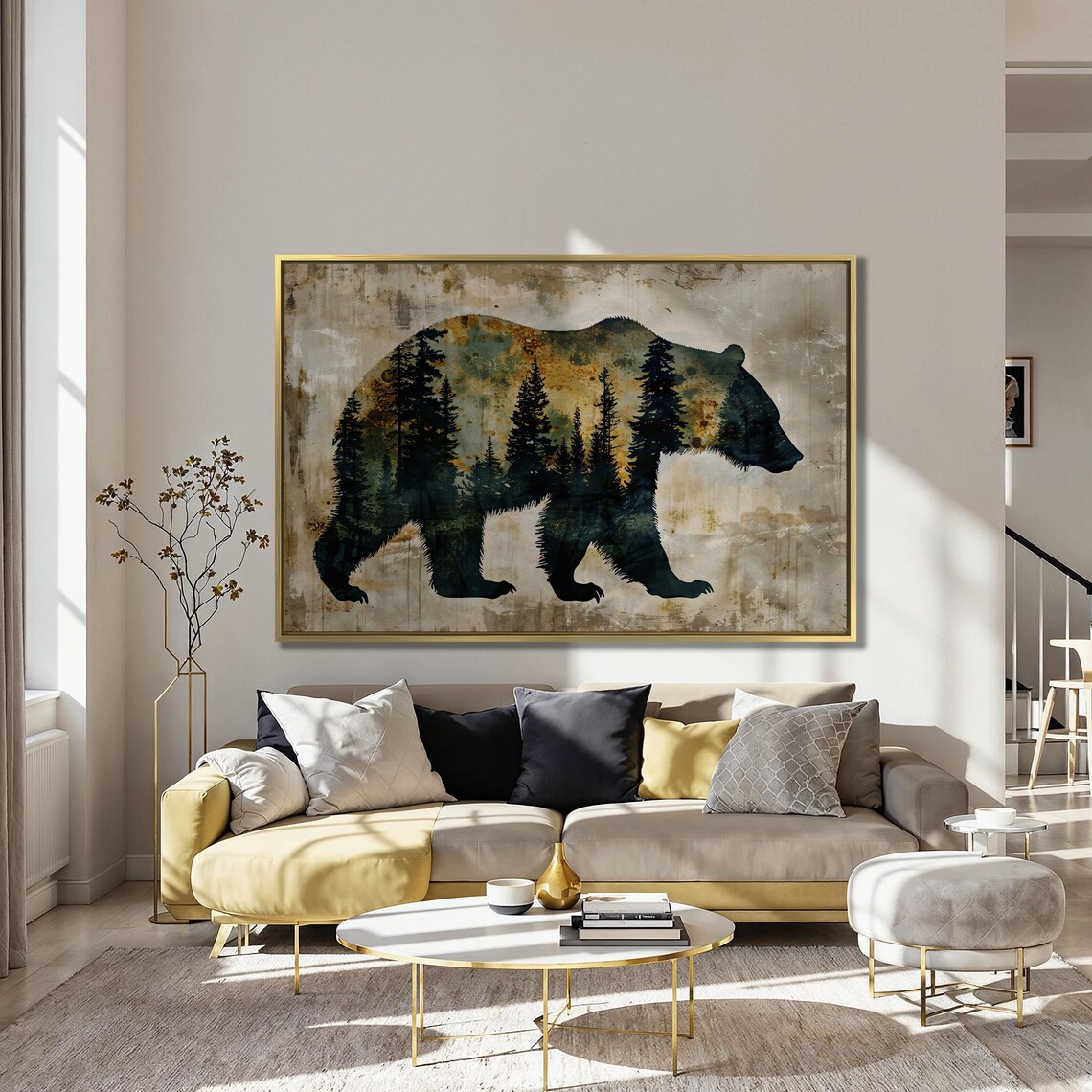 Bear Silhouette and Pine Forest Double Exposure Art Print - Image 3