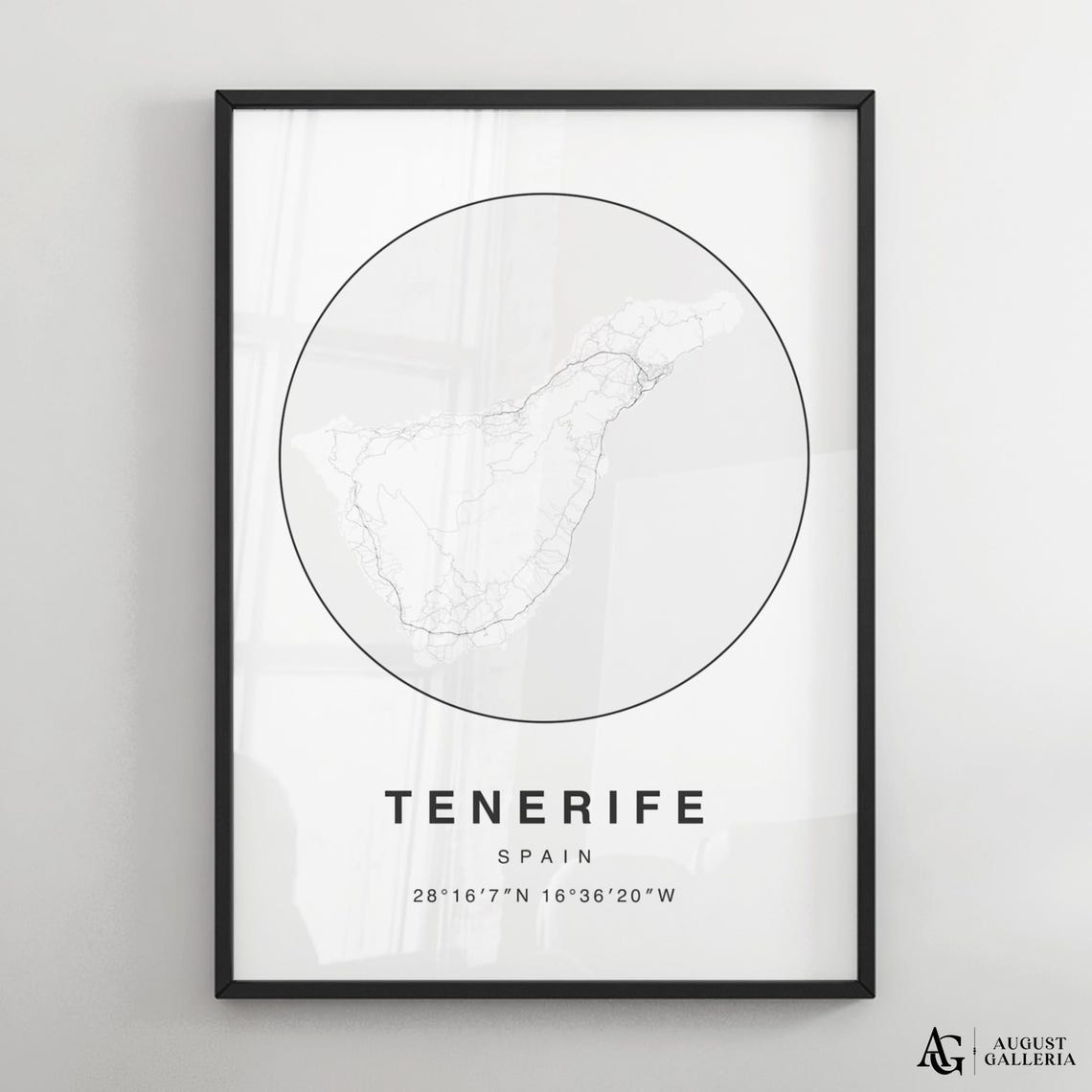 Tenerife Spain Minimalist Island Map Poster with Coordinates