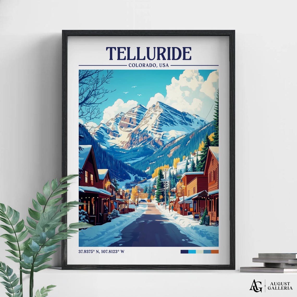 Telluride Colorado USA Snowy Alpine Town Winter Travel Poster