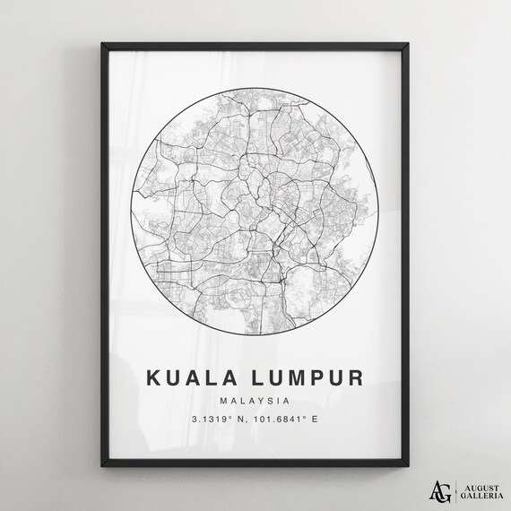 Kuala Lumpur Malaysia Minimalist Circular City Map Coordinates Decor Poster
