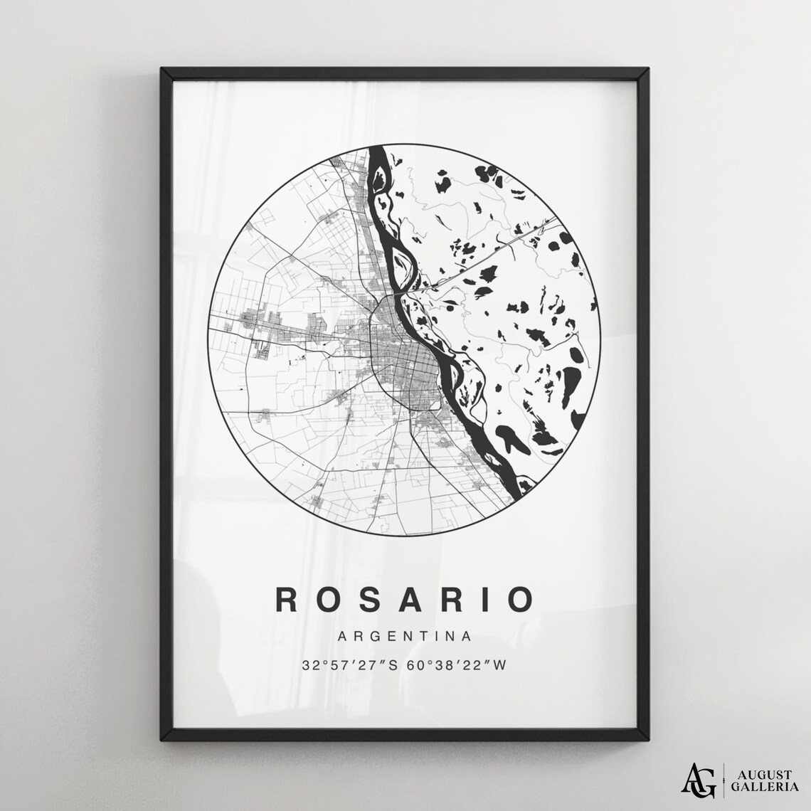 Rosario Argentina Minimalist Black And White City Map Poster