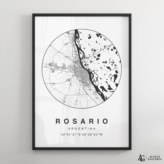 Rosario Argentina Minimalist Black And White City Map Poster