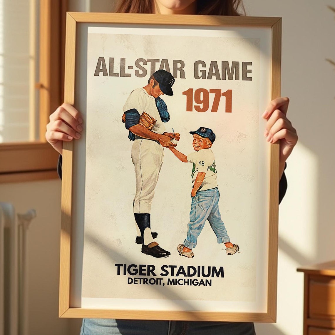 1971 All Star Game Tiger Stadium Detroit Michigan Baseball Poster