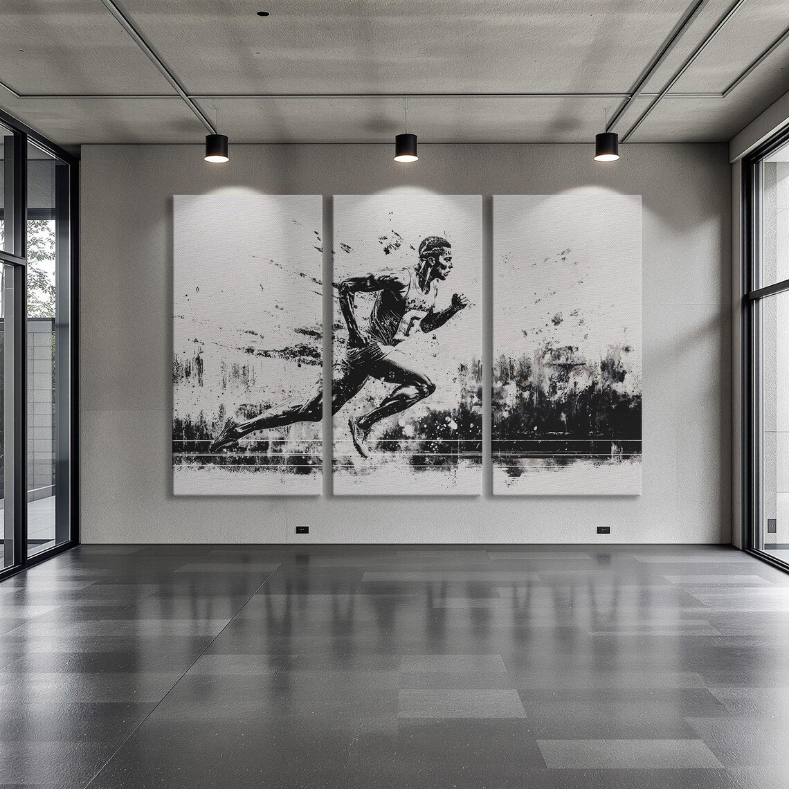 Sporty Runner, Black and White Wall Art Print - Image 6