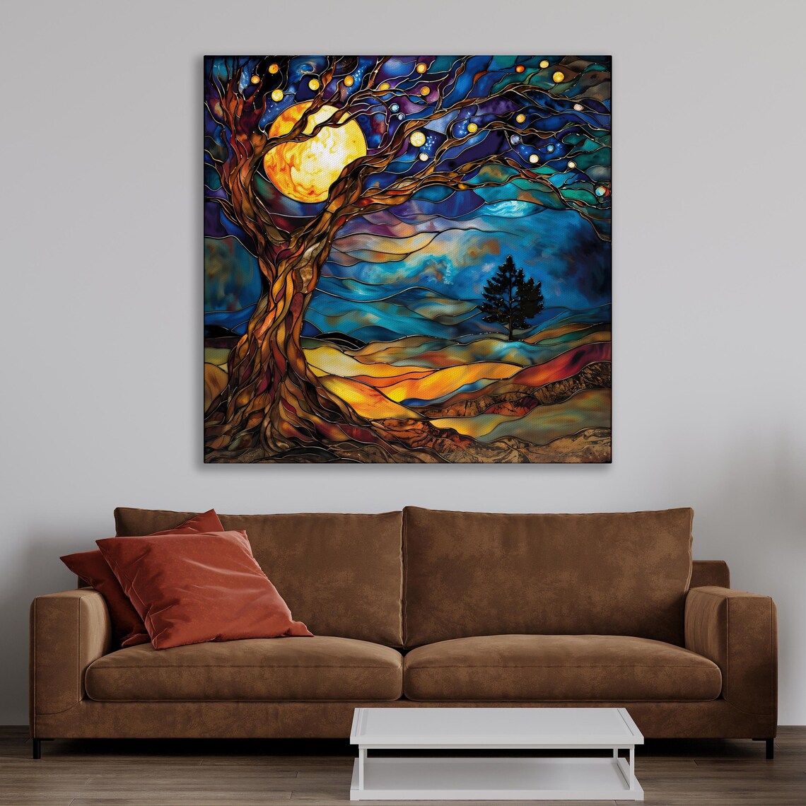 Tree of Life Moon Poster, Abstract Modern Landscape - Image 4