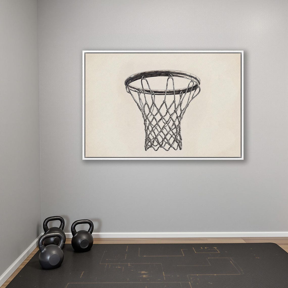 Basketball Hoop Framed Wall Art Black And White Sports Painting Print Modern Home Decor Man Cave Poster Ready To Hang Gift For Him - Image 4