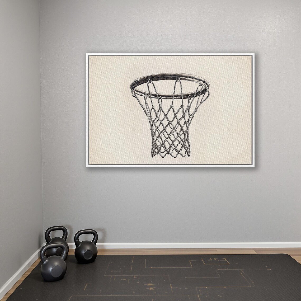 Basketball Hoop Pencil Sketch Black And White Sports Decor Poster - Image 4