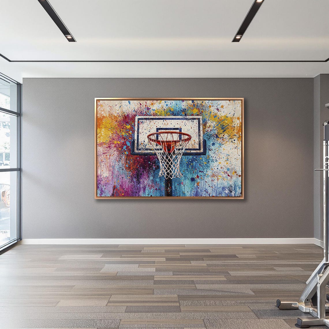 Colorful Basketball Framed Wall Art Abstract Sports Painting Print Boys Room Wall Decor Vibrant Splash Art Poster Ready To Hang Gift - Image 3