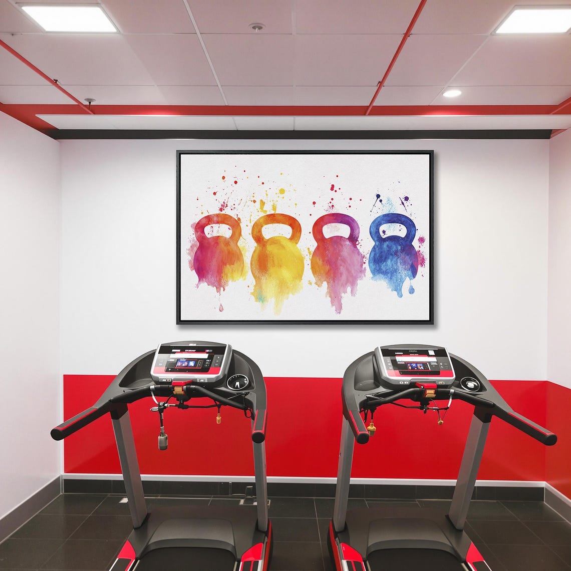 Four Colorful Watercolor Kettlebells With Paint Splashes Gym Poster - Image 5