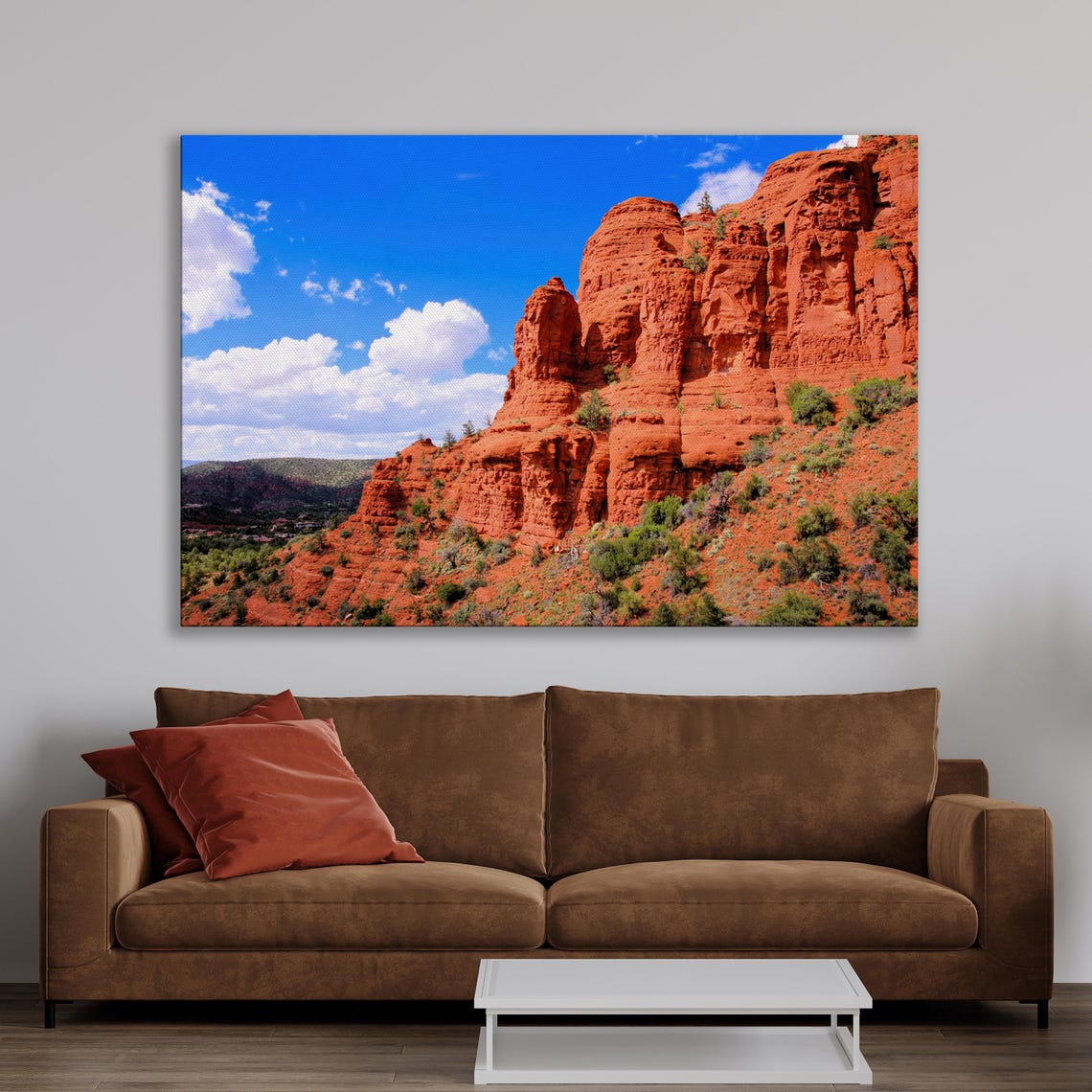 Sedona Red Rock Cliffs Under A Bright Blue Sky Desert Art Poster - Image 3