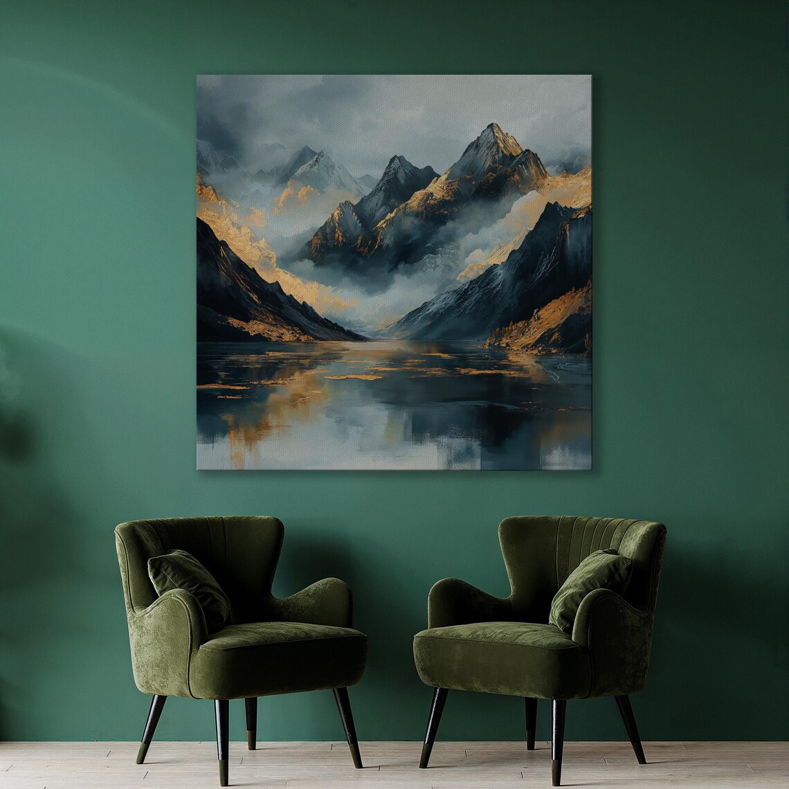 Misty Mountain Range Lake View Landscape Poster - Image 2