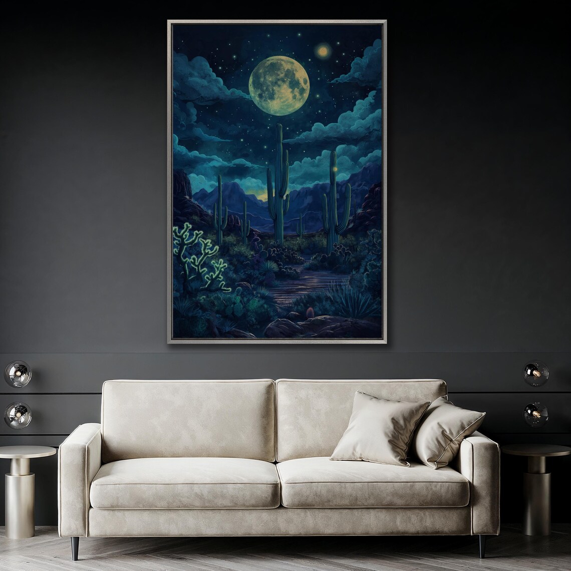 Mystical Moonlit Desert Landscape Art Print - Image 5