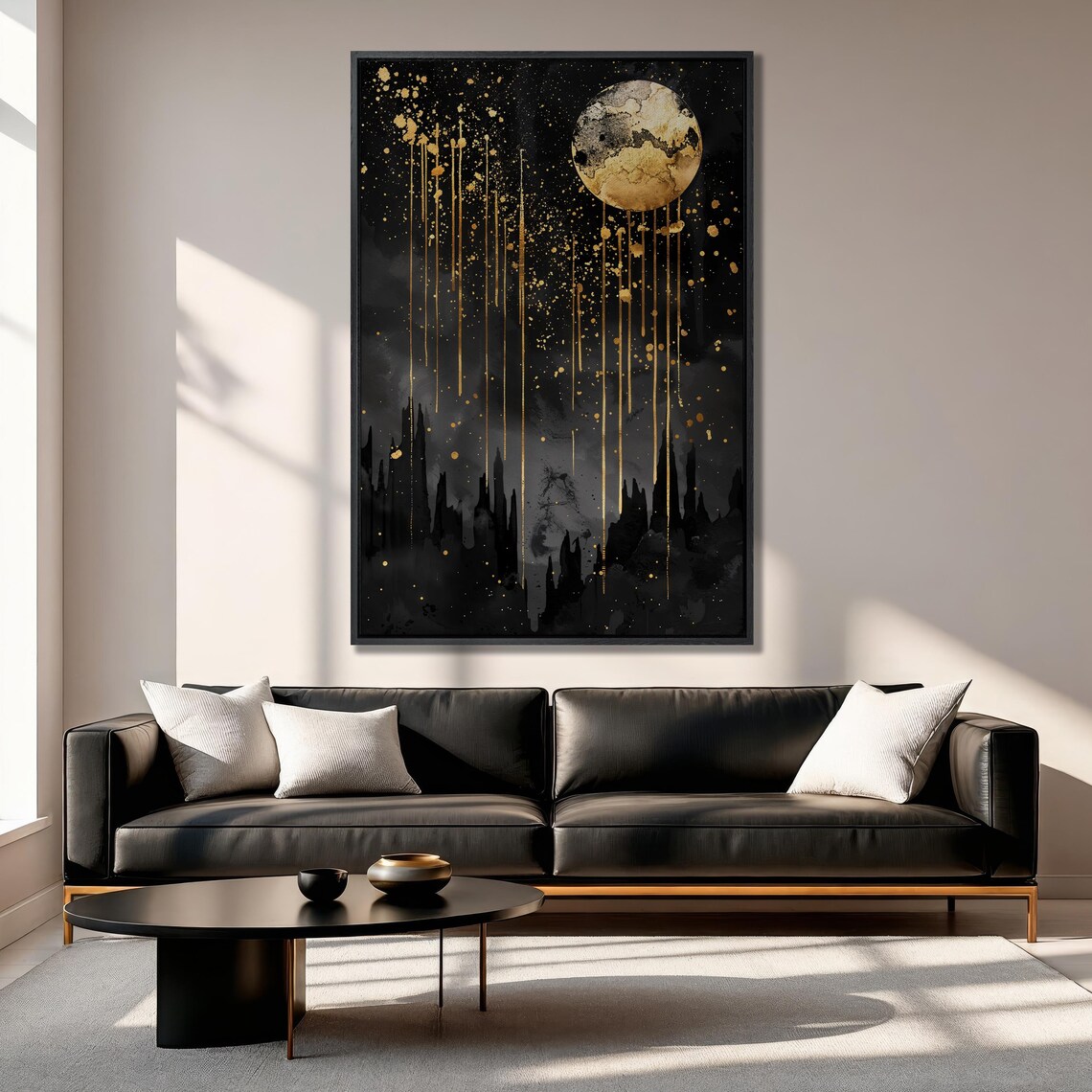 Abstract Golden Moon, Celestial Wall Art Print - Image 5