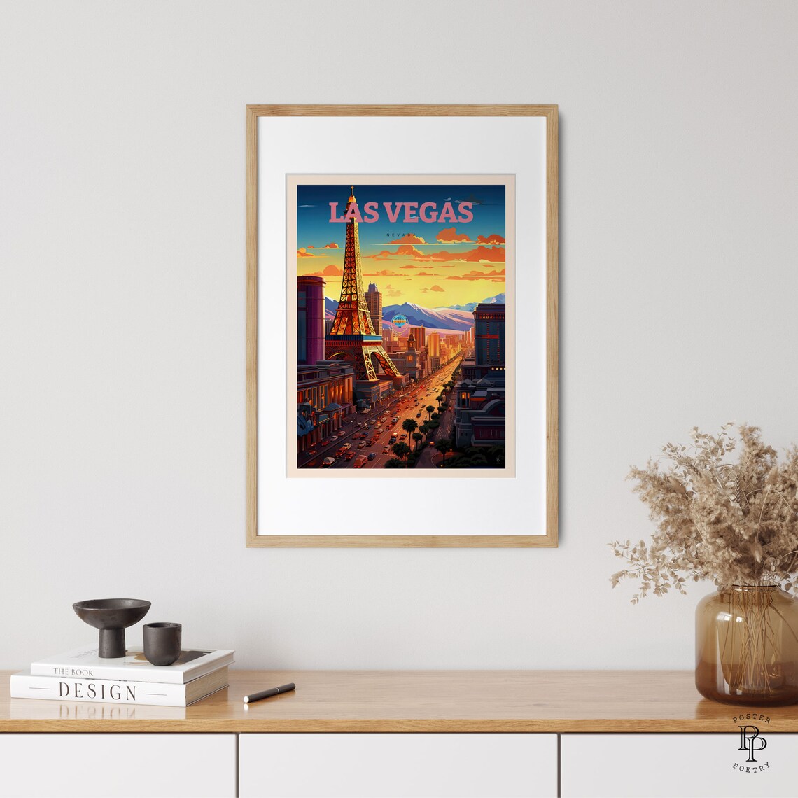Las Vegas Rustic Travel Poster, Modern City Skyline - Image 2