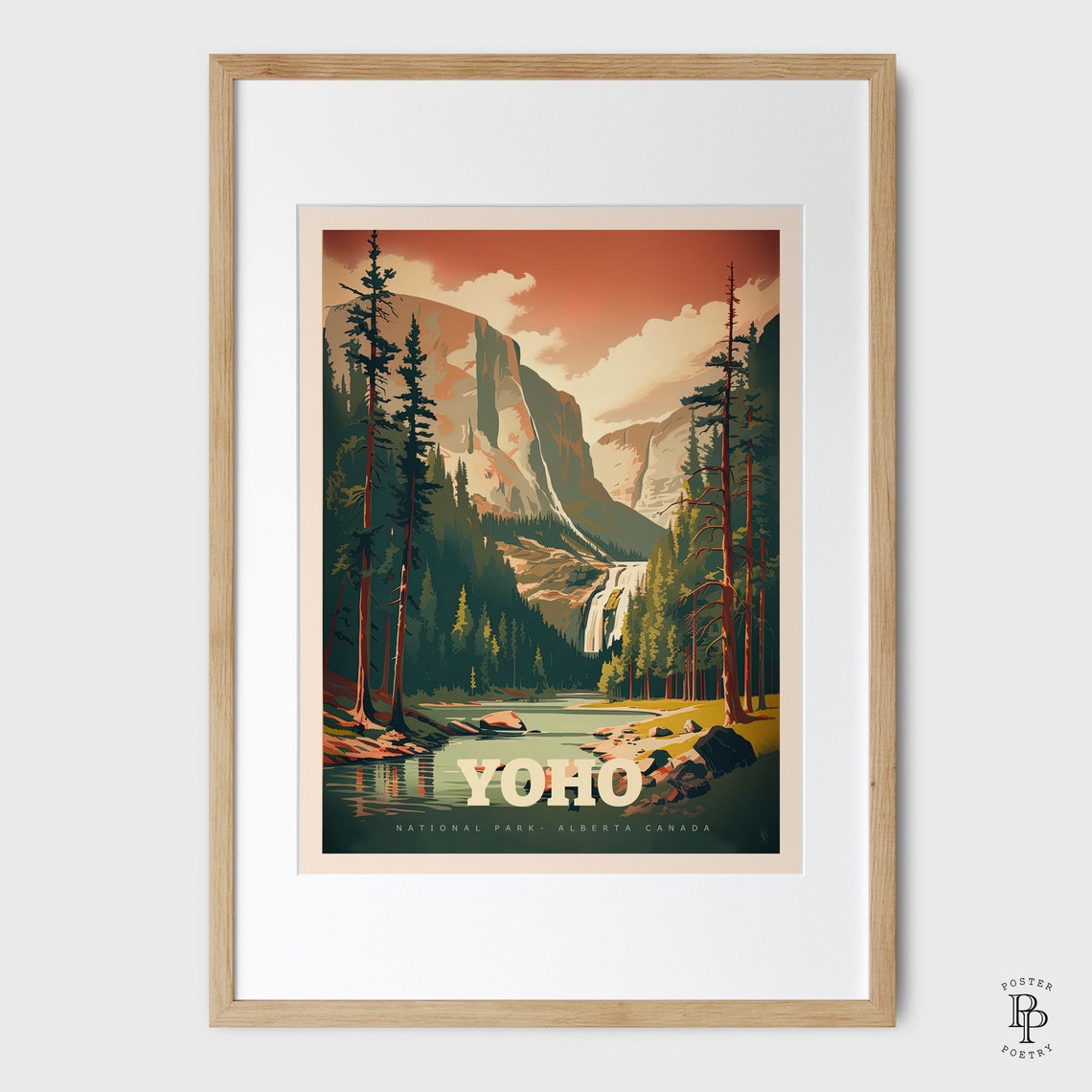 Yoho National Park Canada Waterfall Lake Pine Forest Travel Poster - Image 4