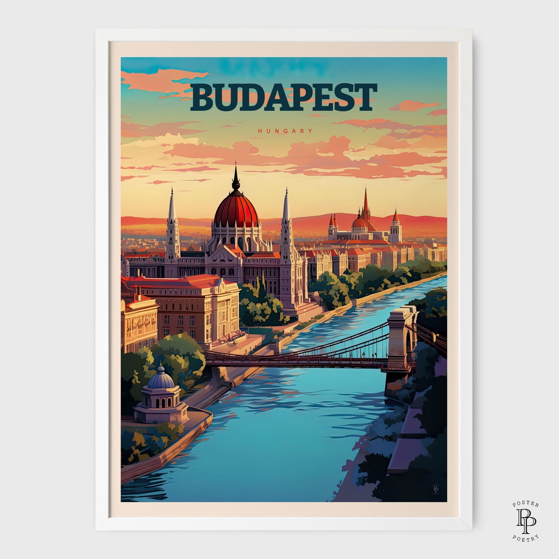 Budapest Retro Travel Poster, Hungary City Art Print - Image 2