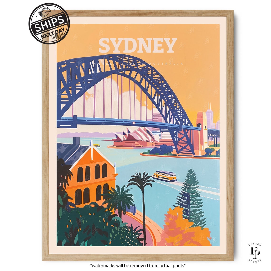 Sydney Australia Harbour Bridge Opera House Sunset Harbor View Poster - Image 4