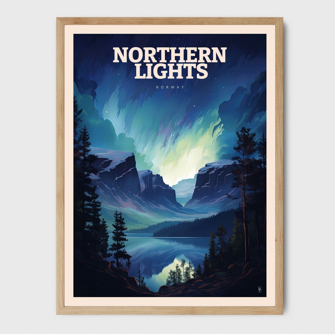 Norway Northern Lights Aurora Fjord Night Sky Starry Mountains Poster - Image 3