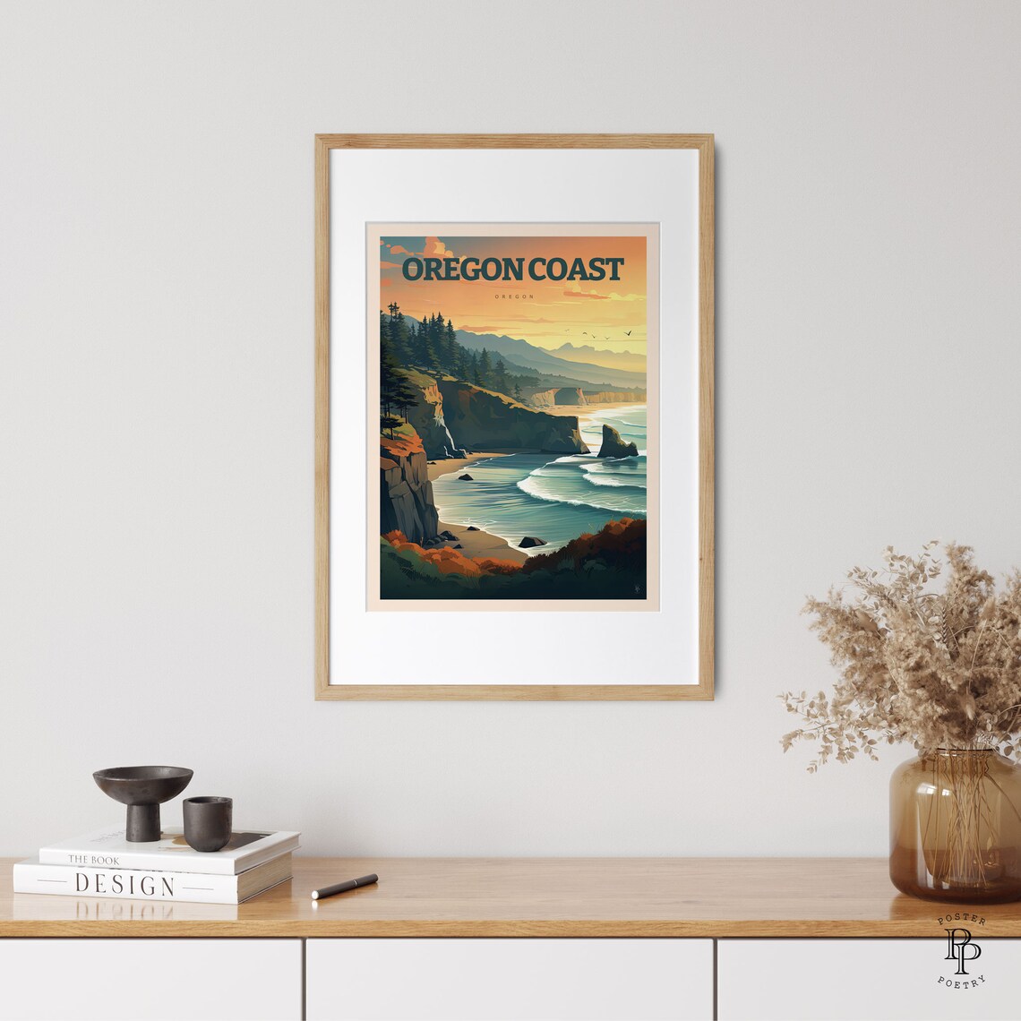 Oregon Coast Retro Travel Poster, Ocean Decor Art Print - Image 3