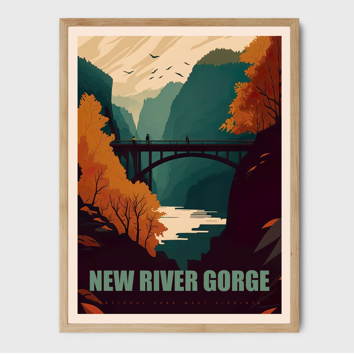 New River Gorge National Park Mountain Travel Poster