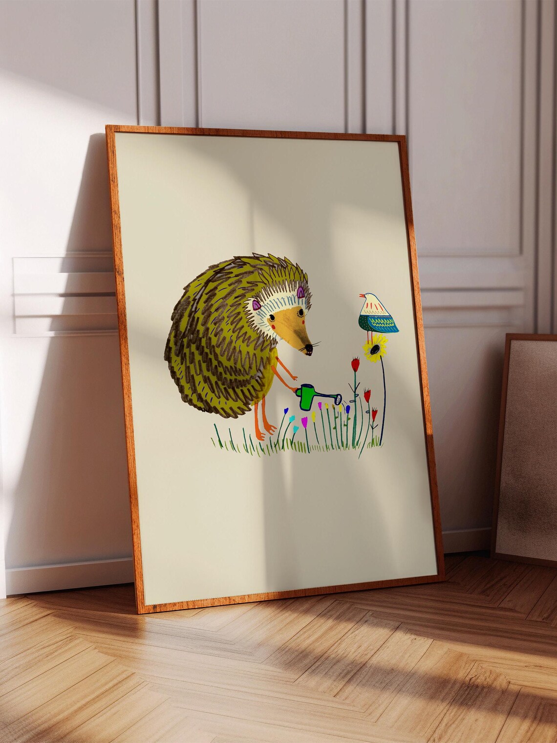 Hedgehog Gardening Nursery Decor Art Print