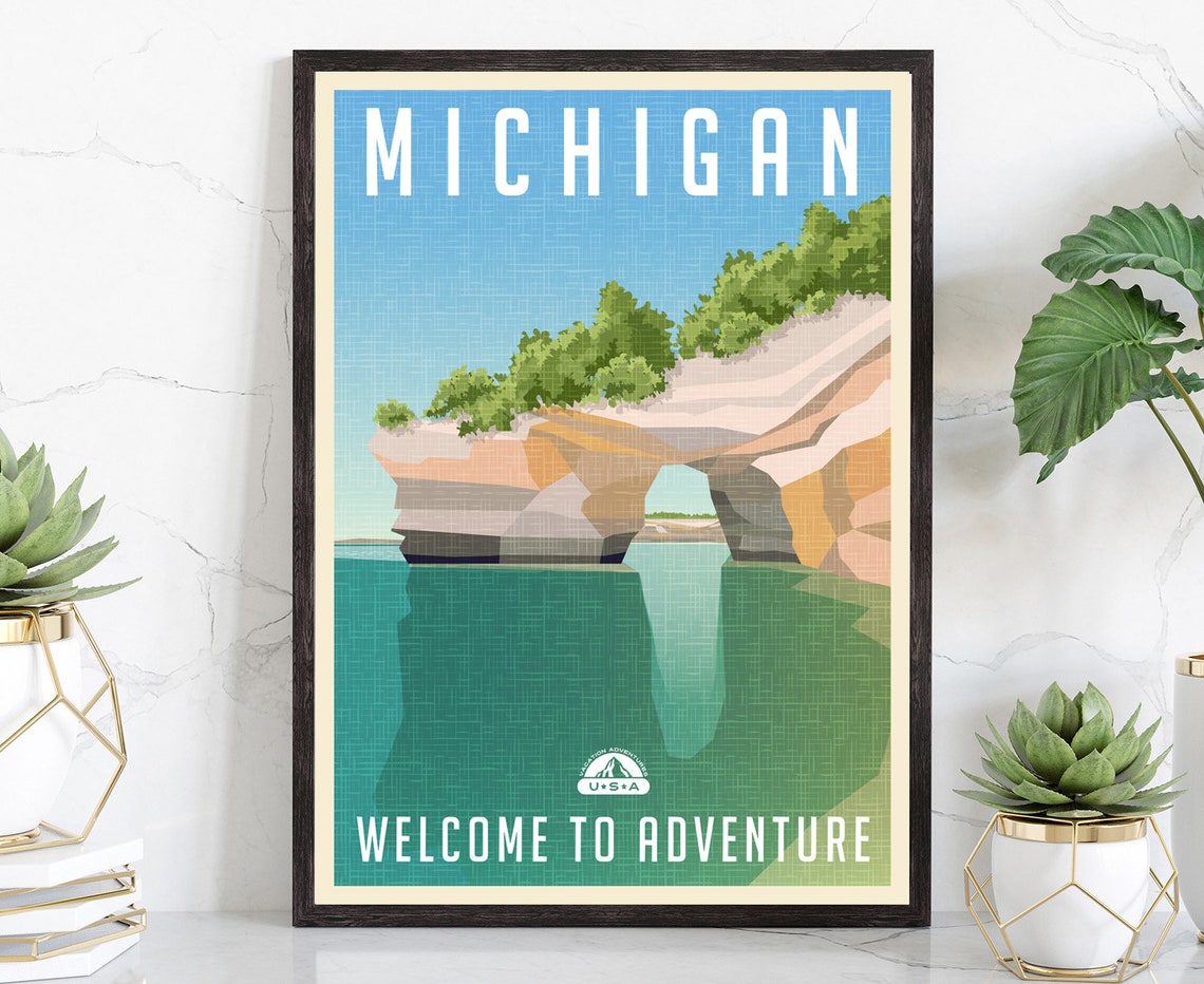 Michigan Great Lakes Rock Arch Welcome To Adventure Travel Poster