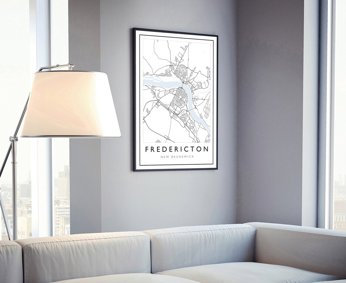 Fredericton New Brunswick Minimal Street Map Black White Travel Poster - Image 4