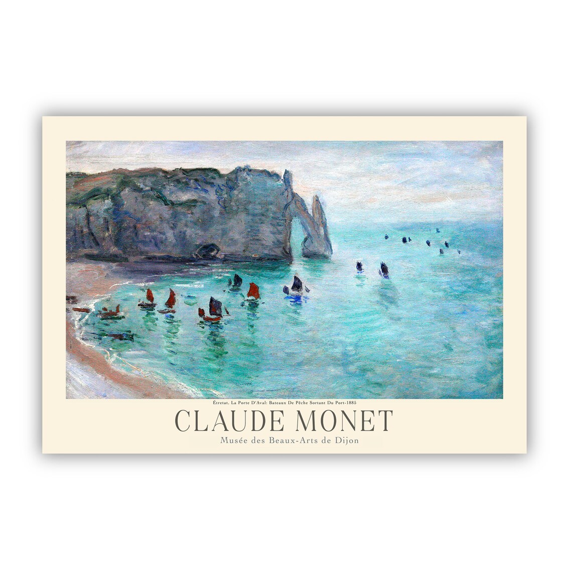 Claude Monet Etretat Porte d'Aval Arch Fishing Boats Art Poster - Image 2