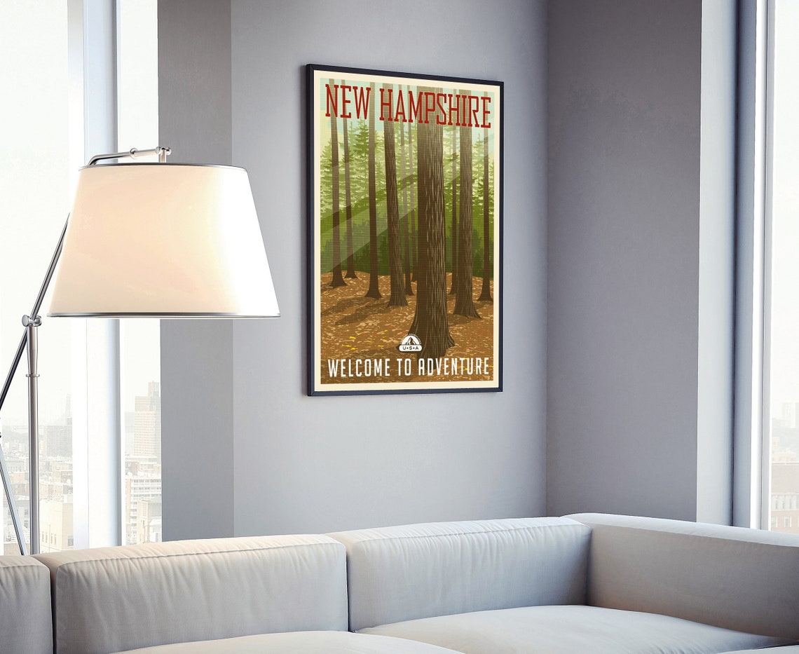 New Hampshire Forest Welcome To Adventure Retro Style Travel Poster - Image 4