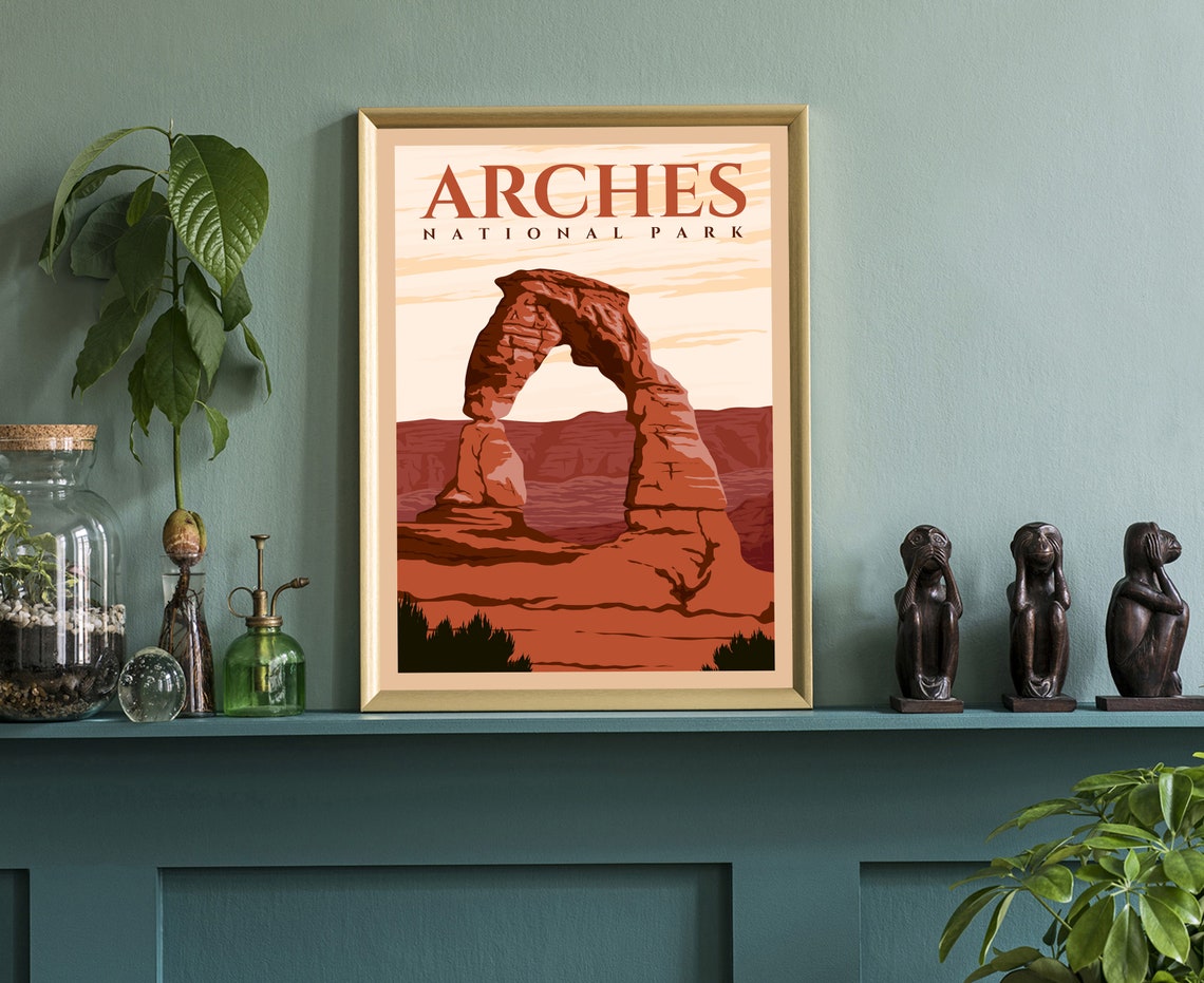 Arches National Park Travel Poster Print Utah National Park Arches Retro Travel Poster National Park In Grand County Utah Birthday Gift - Image 3