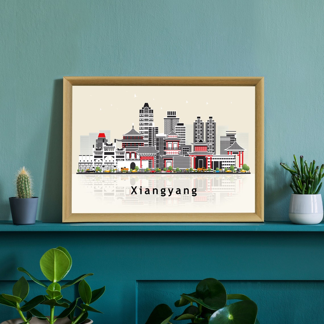 Xiangyang China Ancient City Gate Skyline Illustration Travel Poster - Image 2