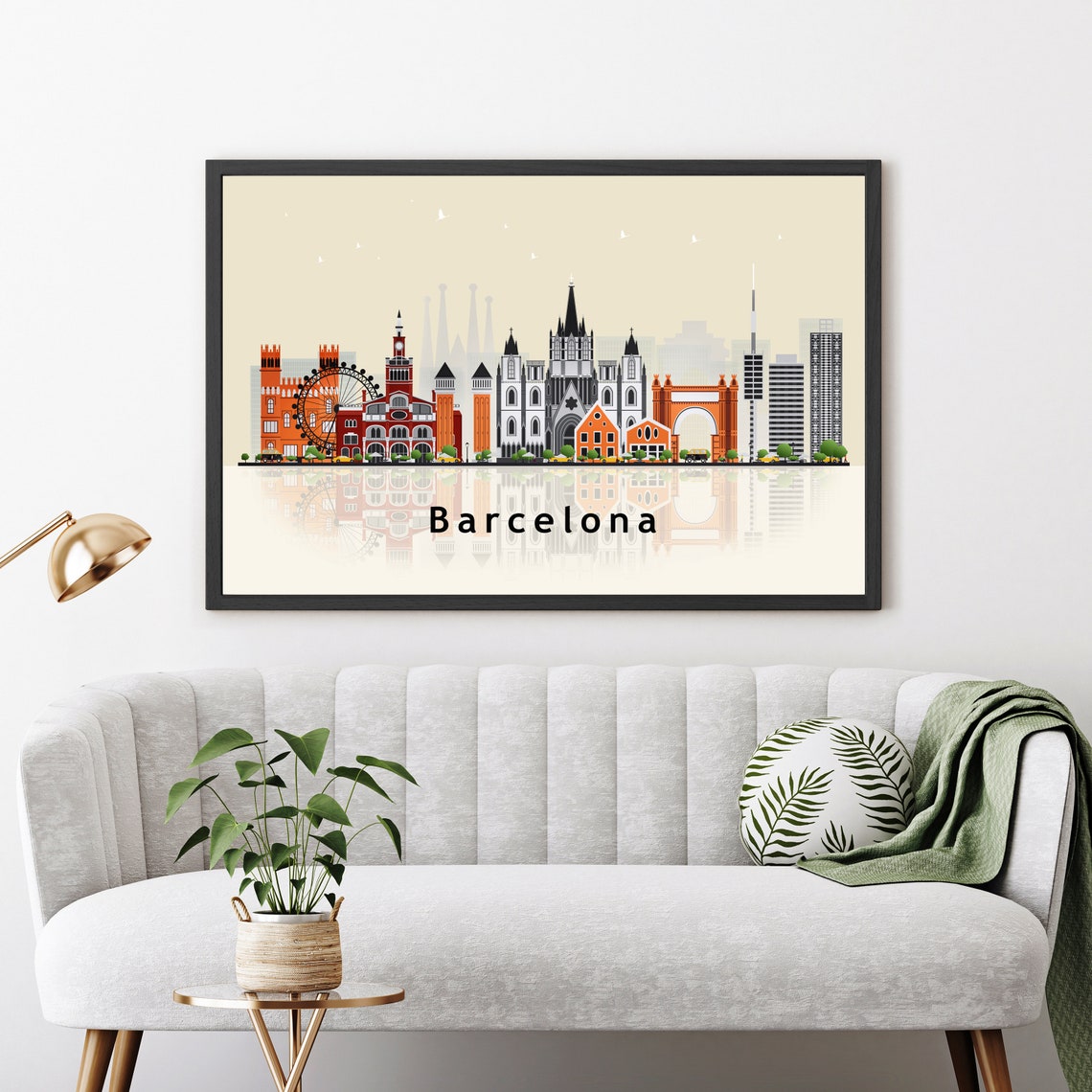 Barcelona Spain Sagrada Familia Skyline Illustration Wall Art Poster - Image 3