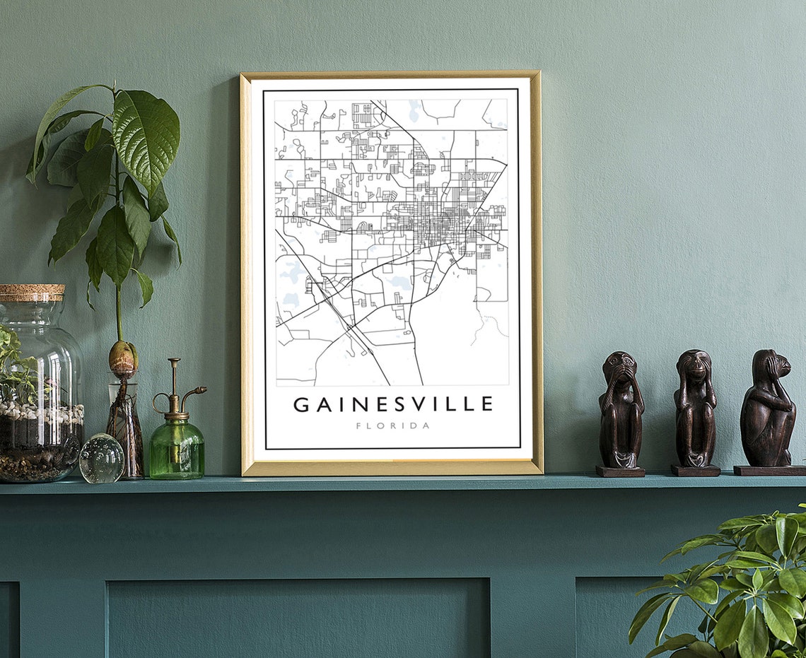 Gainesville Florida Minimalist City Street Map Black White Poster - Image 3