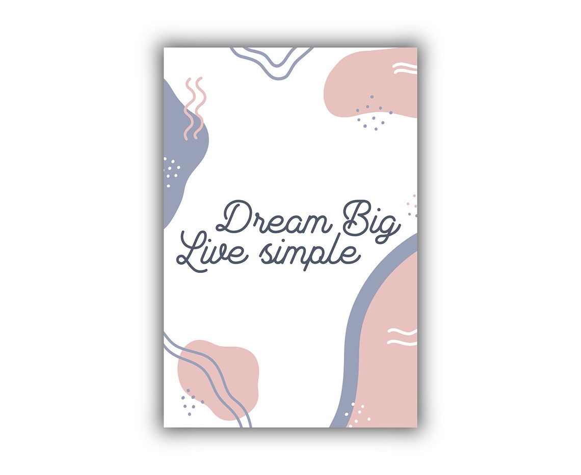 Dream Big Live Simple Script Quote Poster Abstract Blush Wall Art - Image 2