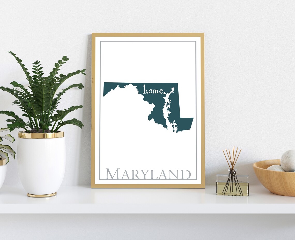 Maryland Modern Map Poster Print, State Map Wall Art - Image 2
