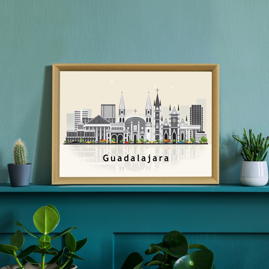 Guadalajara Mexico Cathedral Skyline Flat Vector Travel Poster - Image 2