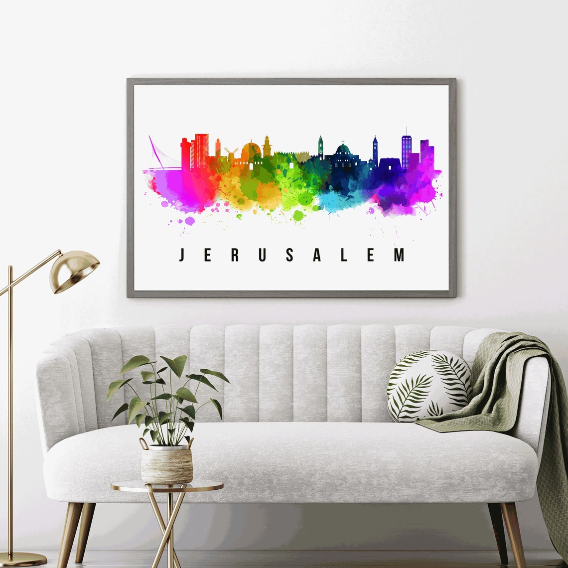 Jerusalem Israel Old City Watercolor Skyline Landmark Poster - Image 4