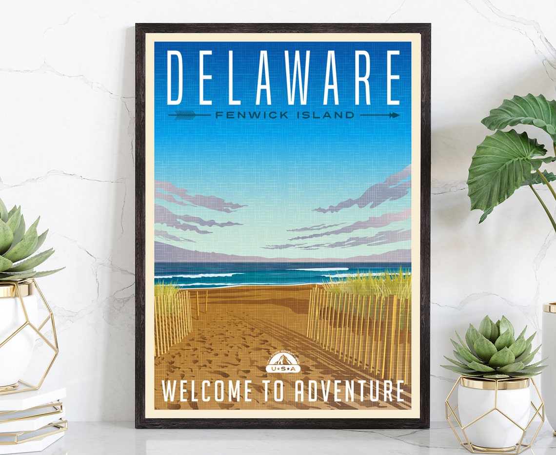 Delaware Fenwick Island Beach Dunes Welcome to Adventure Travel Poster