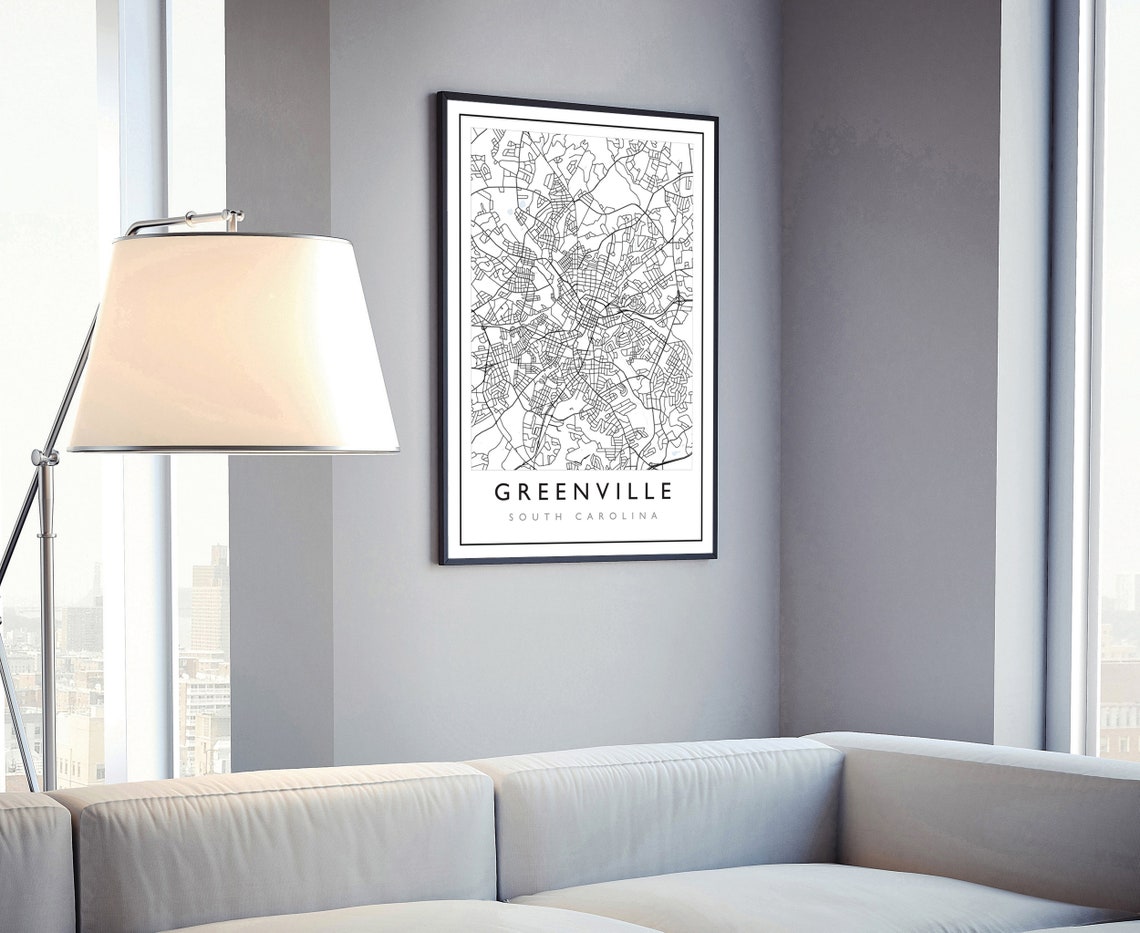 Greenville South Carolina City Map South Carolina City Road Map Poster City Street Map Print Modern Us City Map Home Office Wall Art - Image 4